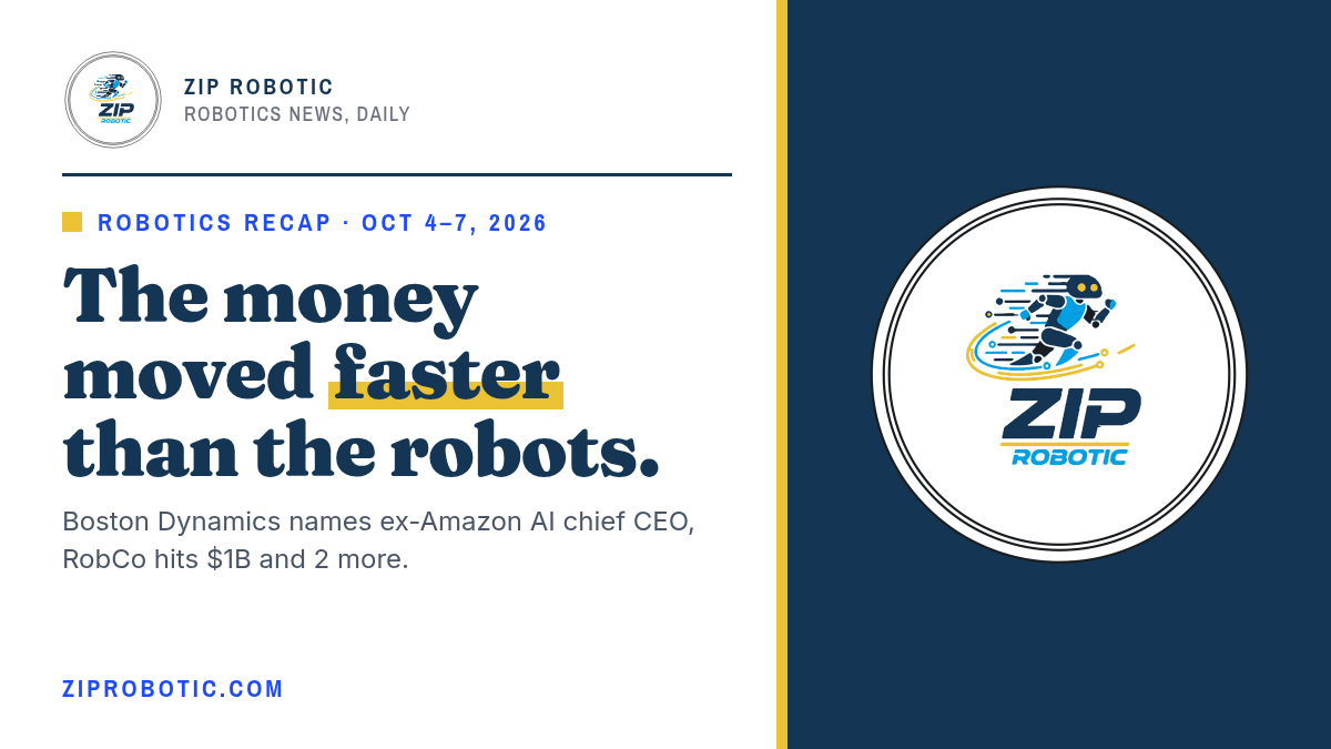 Robotics Recap: Boston Dynamics Names Ex-Amazon AI Chief CEO, RobCo Hits $1B and 2 More